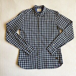 Scotch & Soda navy/black/white/burgundy plaid shirt, men's M